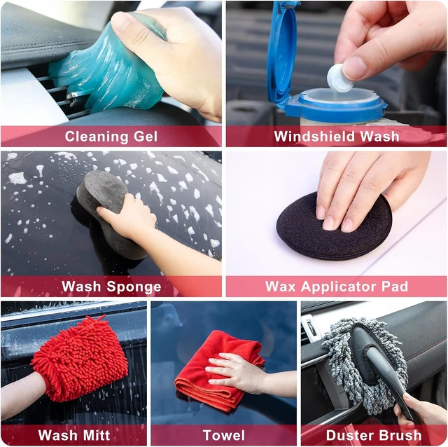 Alt view image 7 of 7 - 46Pcs Car Wash Cleaning Kit with Foam Gun Sprayer Detailing Brushes Car Vacuum Collapsible Bucket Windshield Cleaning Tool Tire Brush Towels Complete Interior Exterior Detailing Set for Car