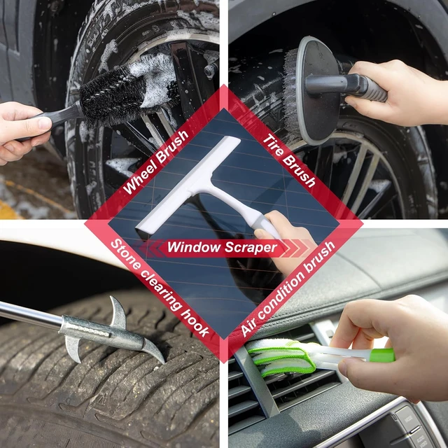 Alt view image 7 of 7 - 40Pcs Car Wash Cleaning Kit with Foam Gun Sprayer Detailing Brushes Wash Mop Windshield Cleaning Tool Tire Brush Towels Complete Interior Exterior Detailing Set for Car