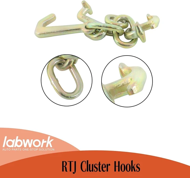 Alt view image 6 of 7 - 4 Pack 5/16 RTJ Cluster Hooks Set G70 Heavy Duty Replacement for Car Hauler Towing Trucks Wrecker