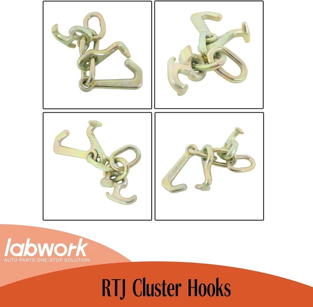 Alt view image 7 of 7 - 4 Pack 5/16 RTJ Cluster Hooks Set G70 Heavy Duty Replacement for Car Hauler Towing Trucks Wrecker