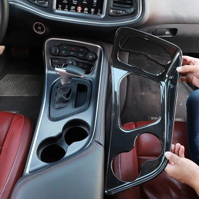 Alt view image 3 of 6 - for Challenger Gear Shift Shifter Panel Shift Lever Panel Transmission Gear Selector Gearstick Panel Cover Trim Fit for 2015-2026+ Dodge Challenger Interior Accessories Carbon Fiber