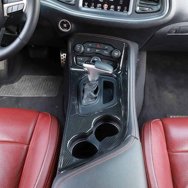 Alt view image 6 of 6 - for Challenger Gear Shift Shifter Panel Shift Lever Panel Transmission Gear Selector Gearstick Panel Cover Trim Fit for 2015-2026+ Dodge Challenger Interior Accessories Carbon Fiber