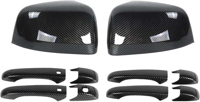 Main image of Carbon Fiber Exterior Side View Mirror Covers Caps & Door Handle Covers Trim Fit for 2010-2020 Jeep Grand Cherokee/D-odge Durango 2011-2020