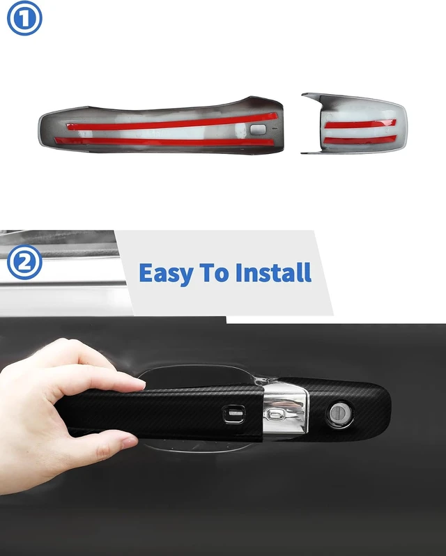 Alt view image 4 of 7 - Carbon Fiber Exterior Side View Mirror Covers Caps & Door Handle Covers Trim Fit for 2010-2020 Jeep Grand Cherokee/D-odge Durango 2011-2020
