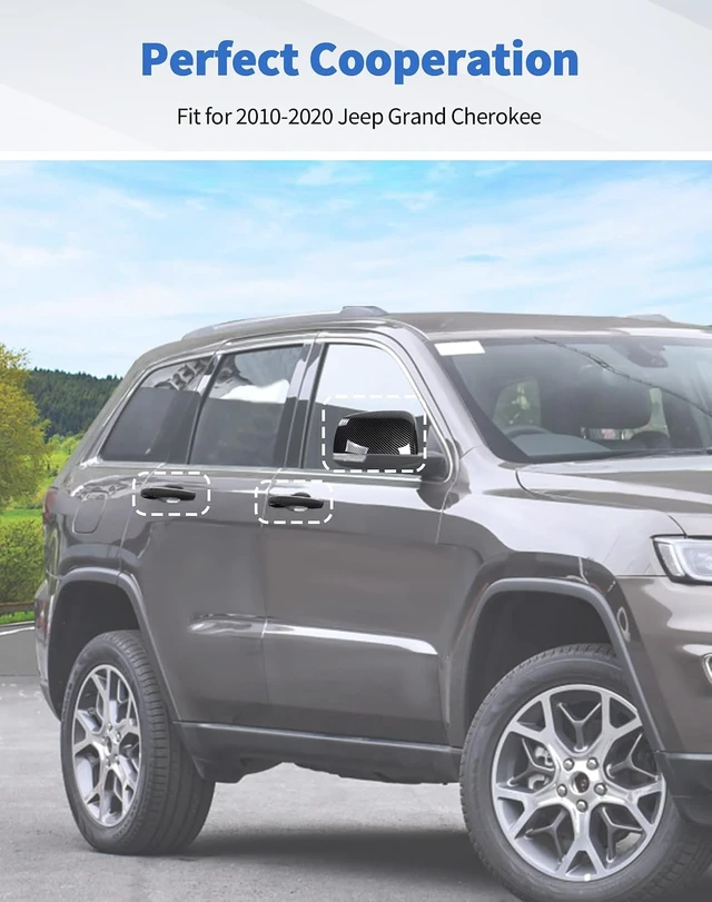 Alt view image 7 of 7 - Carbon Fiber Exterior Side View Mirror Covers Caps & Door Handle Covers Trim Fit for 2010-2020 Jeep Grand Cherokee/D-odge Durango 2011-2020