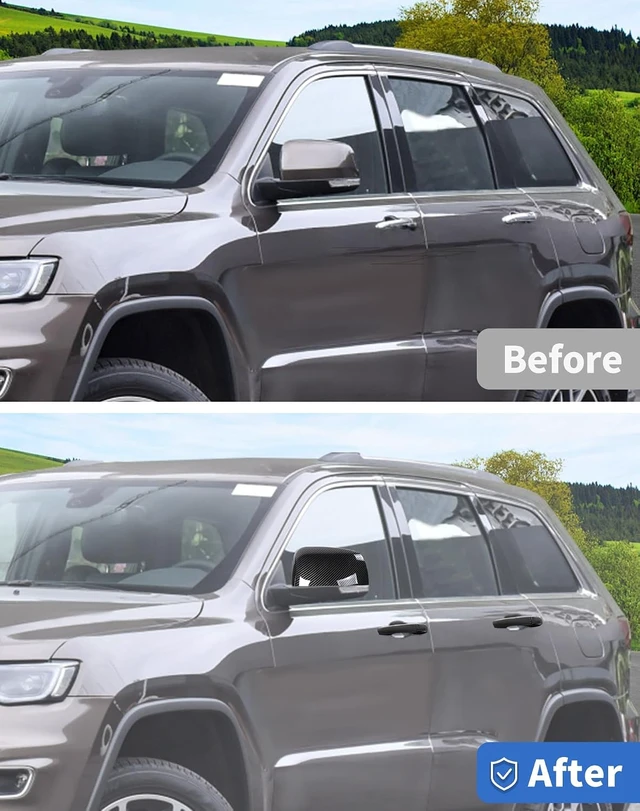 Alt view image 6 of 7 - Carbon Fiber Exterior Side View Mirror Covers Caps & Door Handle Covers Trim Fit for 2010-2020 Jeep Grand Cherokee/D-odge Durango 2011-2020