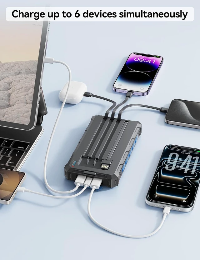 Alt view image 2 of 7 - Solar Charger Portable Power Bank 20000mah External Battery Pack for iphone