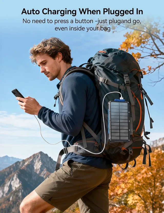 Alt view image 7 of 7 - Solar Charger Portable Power Bank 20000mah External Battery Pack for iphone