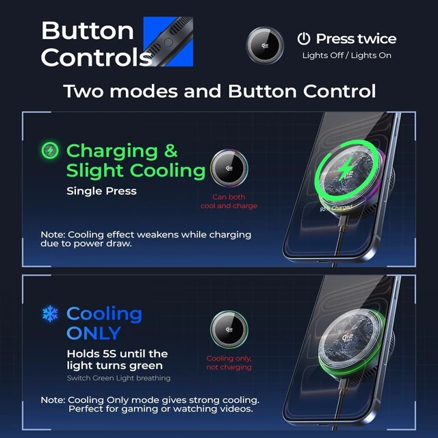 Alt view image 3 of 7 - Magnetic Car Mount Charger25W Fast Charging+ Cooling Fan