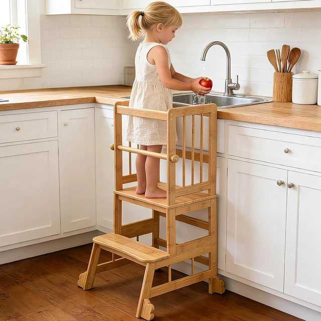 Main image of Toddler Standing Tower, Kids Kitchen Step Stool with Safety Rails