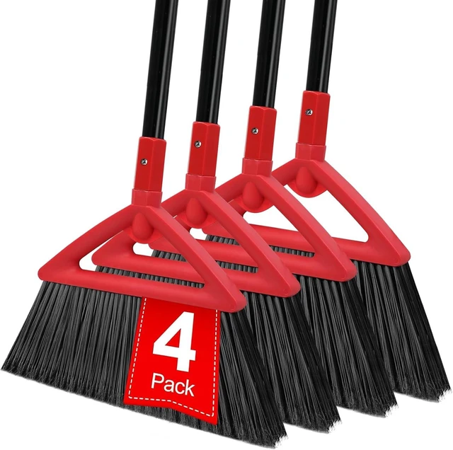 Main image of Heavy Duty Red Angle Broom with Long Handle - 4 Pack