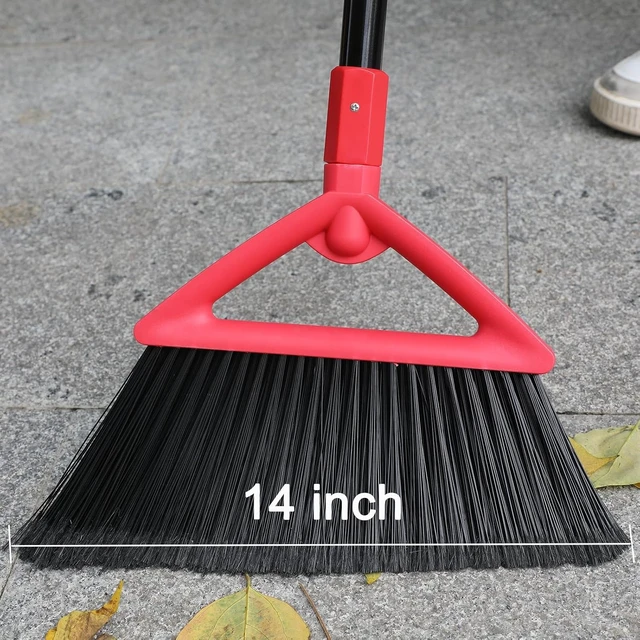 Alt view image 2 of 7 - Heavy Duty Red Angle Broom with Long Handle - 4 Pack