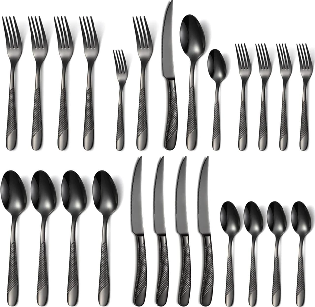 Main image of Black Silverware Set 20-Piece Stainless Steel Flatware Set for 4 Including Fork Spoon and Knife Kitchen Cutlery Utensils Set for Home Restaurant Hotel