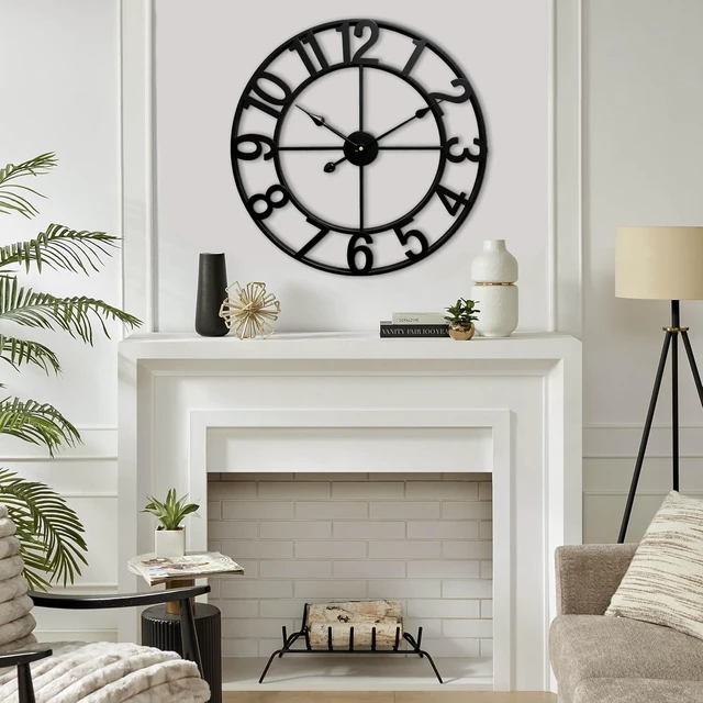 Alt view image 6 of 7 - Silent 24 Inch Wall Clocks for Living Room Decor,Arabic Numeral