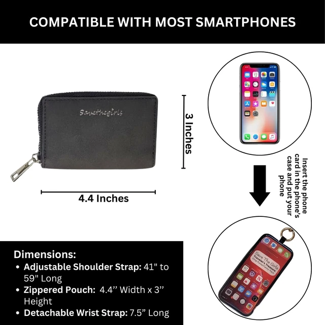 Alt view image 5 of 7 - Clip and Go Brushed Vegan Phone Lanyard - Crossbody Phone Case with Pouch, Adjustable and Removable Strap