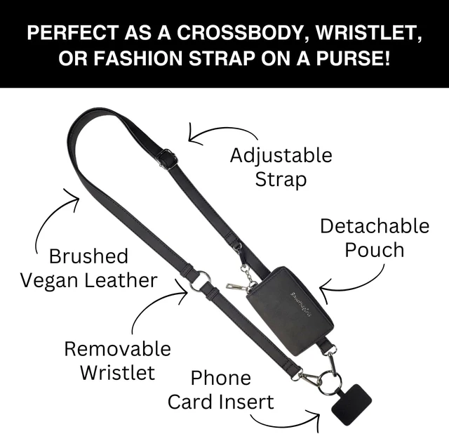 Alt view image 3 of 7 - Clip and Go Brushed Vegan Phone Lanyard - Crossbody Phone Case with Pouch, Adjustable and Removable Strap