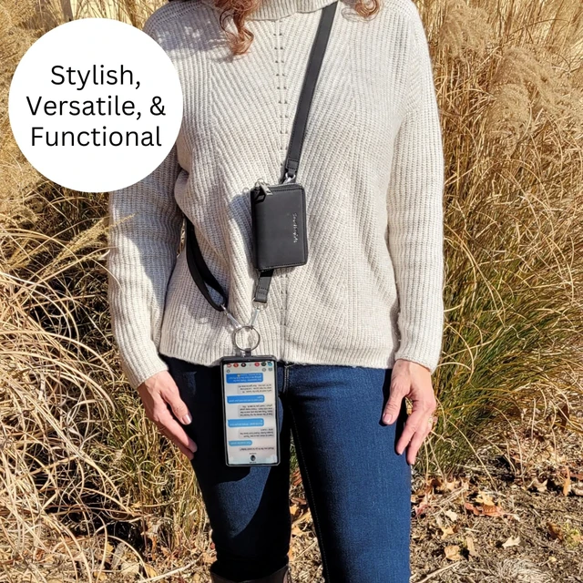 Alt view image 4 of 7 - Clip and Go Brushed Vegan Phone Lanyard - Crossbody Phone Case with Pouch, Adjustable and Removable Strap