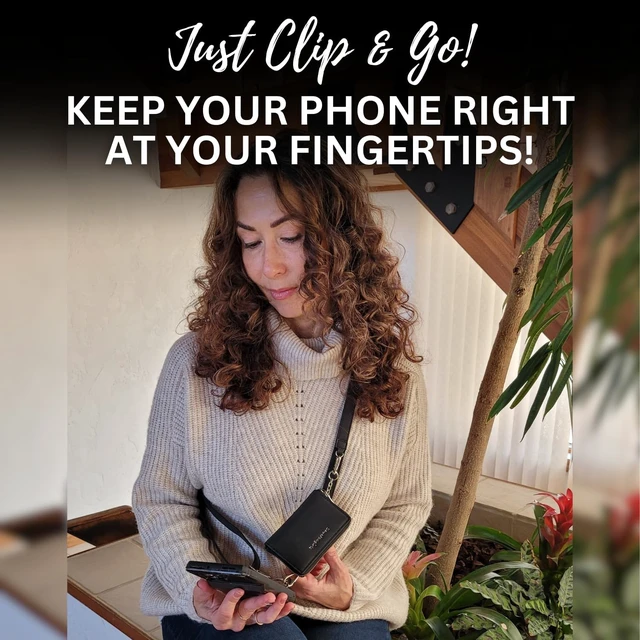 Alt view image 2 of 7 - Clip and Go Brushed Vegan Phone Lanyard - Crossbody Phone Case with Pouch, Adjustable and Removable Strap