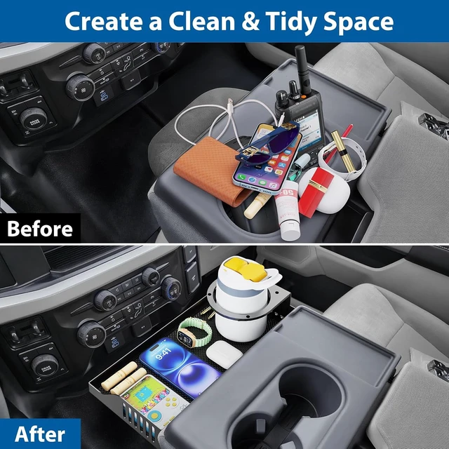 Alt view image 4 of 7 - Metal Headrest Organizer with Cup Holder for Ford F150 F250 F350 2011-2026