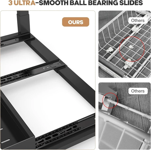 Alt view image 5 of 7 - 1 Pack Expandable Under Sink Organizers And Storage With Upgrade Ball-Bearing Slide Tracks,2-Tier Pull Out Under Cabinet Organizer Height Adjustable,Slide Out Under Sink Drawers-Black(Patent Pending)