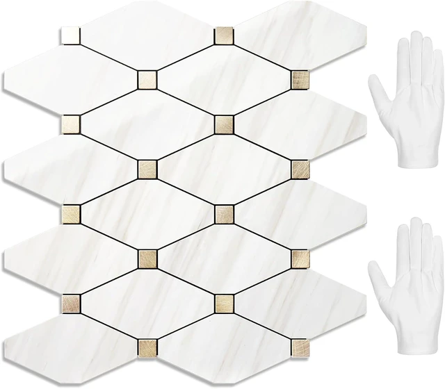 Main image of 10 Sheets Peel and Stick Backsplash, Polished Dolomite