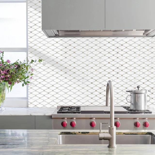 Alt view image 2 of 7 - 10 Sheets Peel and Stick Backsplash, Polished Dolomite