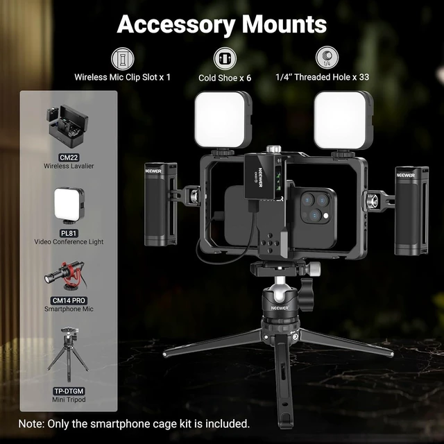 Alt view image 2 of 7 - Upgraded Phone Rig Vlogging Kit, Video Stabilizer, PA009