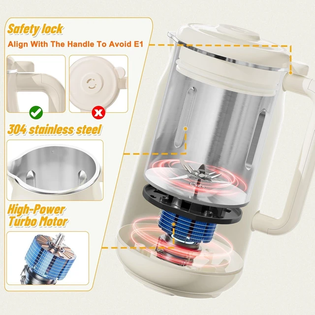 Alt view image 6 of 7 - 10 in 1 Nut Milk Maker Machine, 42oz Soy Milk Maker with LED Panel