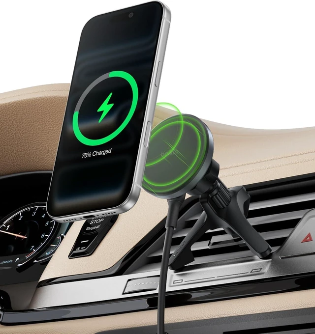 Main image of Qi2 15W Magnetic Wireless Vent Mount, Fast Charging Car Charger