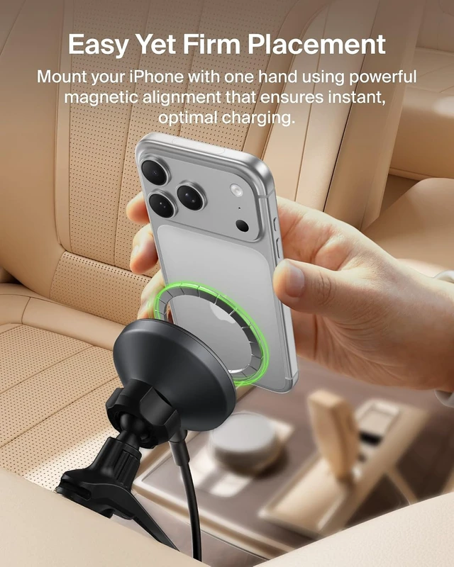 Alt view image 3 of 7 - Qi2 15W Magnetic Wireless Vent Mount, Fast Charging Car Charger