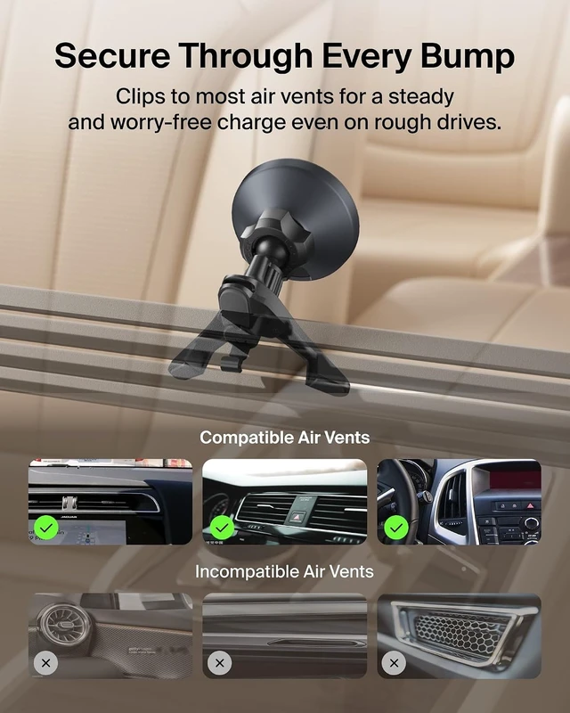 Alt view image 4 of 7 - Qi2 15W Magnetic Wireless Vent Mount, Fast Charging Car Charger