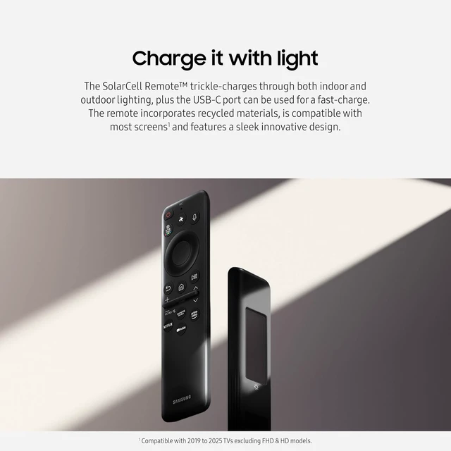 Alt view image 3 of 5 - SolarCell Remote, Solar Powered, Self-Charging TV Remote Control, USB-C Rechargeable, Innovative Design, Made of Recycled Materials, 2025, VG-TM2560EN/ZA, Black