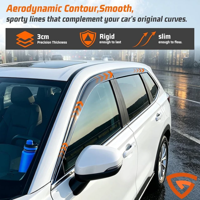 Alt view image 3 of 7 - Tape-on Window Visors Rain Guards Fit for Honda CR-V CRV 2023-2026 6PCS