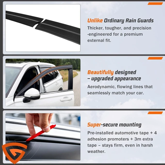 Alt view image 6 of 7 - Tape-on Window Visors Rain Guards Fit for Honda CR-V CRV 2023-2026 6PCS