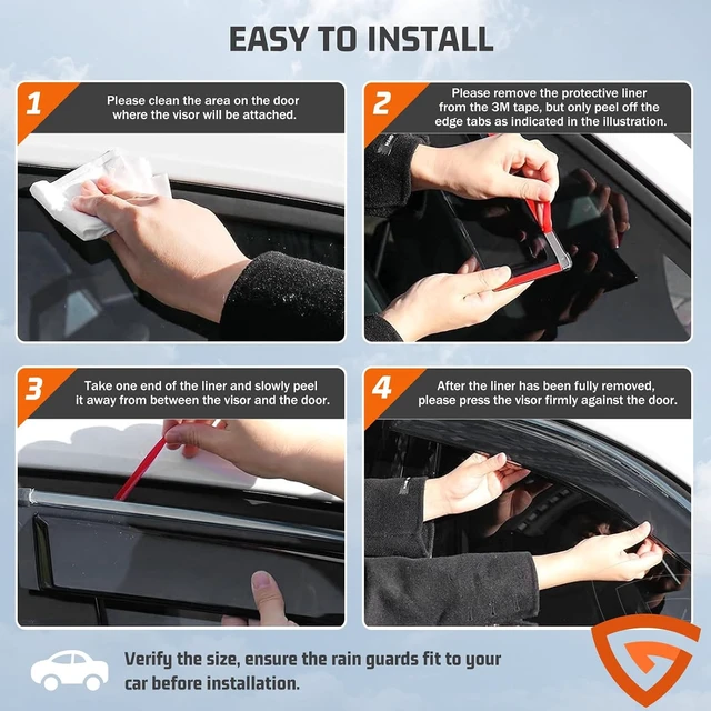 Alt view image 7 of 7 - Tape-on Window Visors Rain Guards Fit for Honda CR-V CRV 2023-2026 6PCS