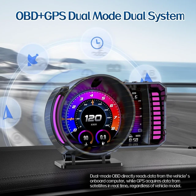 Alt view image 5 of 7 - OBD2 Gauge Display Heads Up Display for Cars,Speedometer for Car