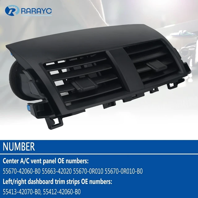 Alt view image 3 of 6 - Dashboard Trim Kit Compatible with Toyota RAV4 2006-2012 Center A/C Vent Panel 55670-42060-B0 55663-42020+ Left/Right Trim Strips 55413-42070-B0 55412-42060-B0