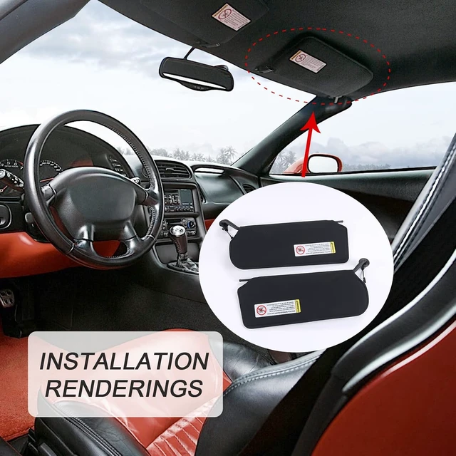 Alt view image 2 of 5 - Automotive Sun Visor with Updated Bright LED Lights Sunvisors Replacement for Corvette C5 Chevrolet 1997-2004 Replaces 10442033 10442034 Left Driver and Right Passenger Side