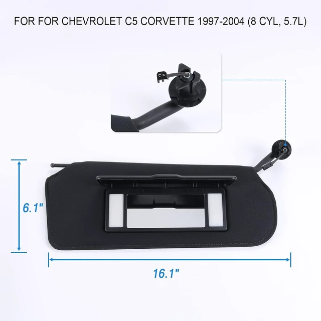 Alt view image 4 of 5 - Automotive Sun Visor with Updated Bright LED Lights Sunvisors Replacement for Corvette C5 Chevrolet 1997-2004 Replaces 10442033 10442034 Left Driver and Right Passenger Side