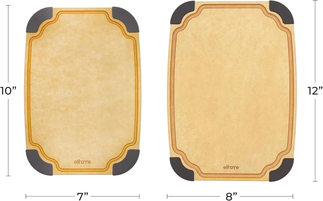 Alt view image 7 of 7 - Essential Series 2-in1 Wood Cutting Board Set for Kitchen, Wooden Board for Chopping Vegetables, Bread, Cheese, Meat, Salad, Bread Board for Countertop, Butcher Block, Non-Slip