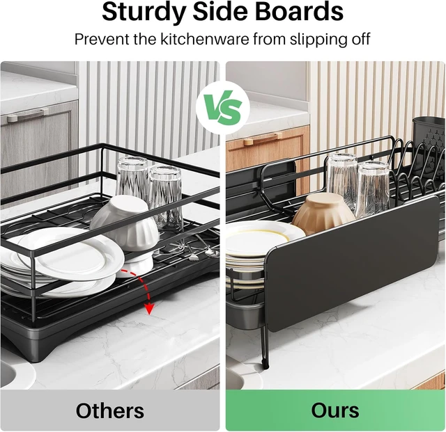 Alt view image 5 of 7 - Large Dish Drying Rack for Kitchen Counter, Expandable, Black