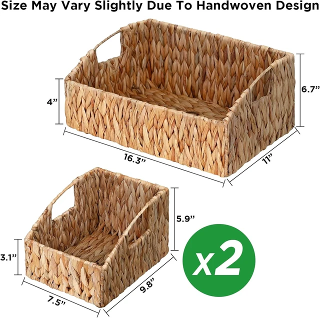 Alt view image 6 of 7 - Pantry Baskets for Organizing, Wicker Basket Shelf Storage