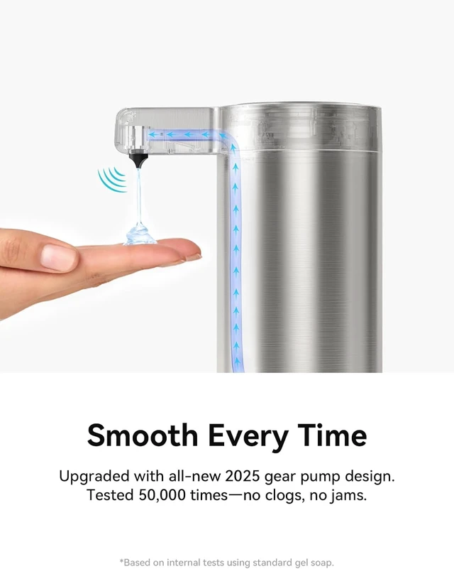 Alt view image 3 of 7 - Touchless Automatic Soap Dispenser Clog-Free Pump, 0.2s Fast Sensor, USB-C Rechargeable, Smudge-Resistant Stainless Steel, for Kitchen & Bathroom Soap Dispenser