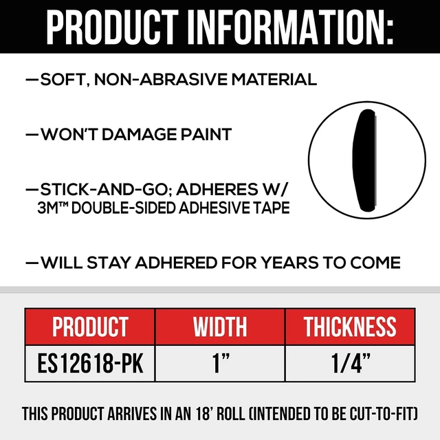Alt view image 4 of 7 - Automotive Trim Molding (1" Wide) Universal Car Body Side Molding Trim - 18' Roll - Self Adhesive - UV Protected Scratch-Proof Protection for All Vehicles - Matte Black