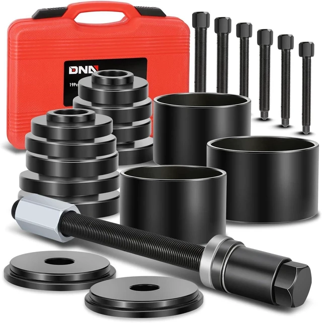 Main image of 19pcs Front Wheel Bearing Press kit Bearing Puller Tools Wheel Drive Bearing Removal Tool Kit with Sliding Screws Universal Bushings Sleeves Storage Case, TOOLS-00782