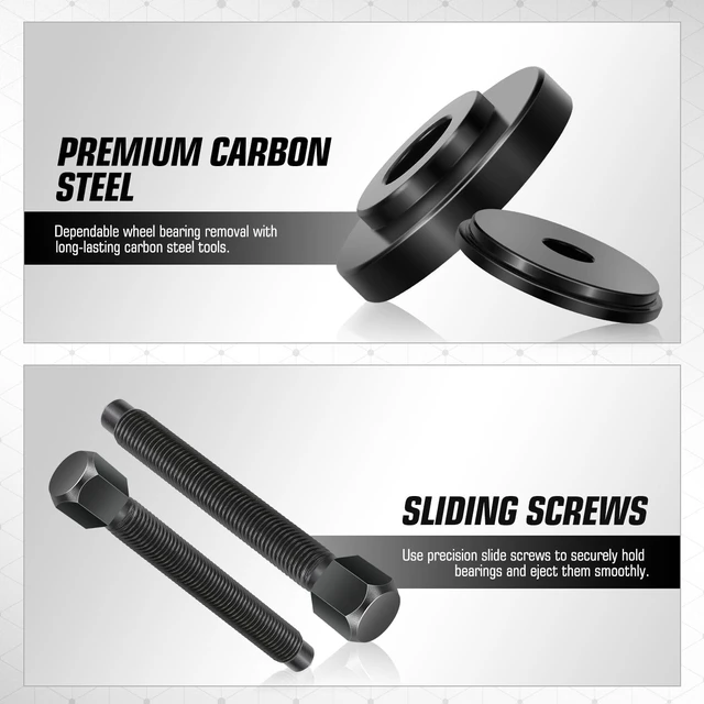 Alt view image 5 of 7 - 19pcs Front Wheel Bearing Press kit Bearing Puller Tools Wheel Drive Bearing Removal Tool Kit with Sliding Screws Universal Bushings Sleeves Storage Case, TOOLS-00782