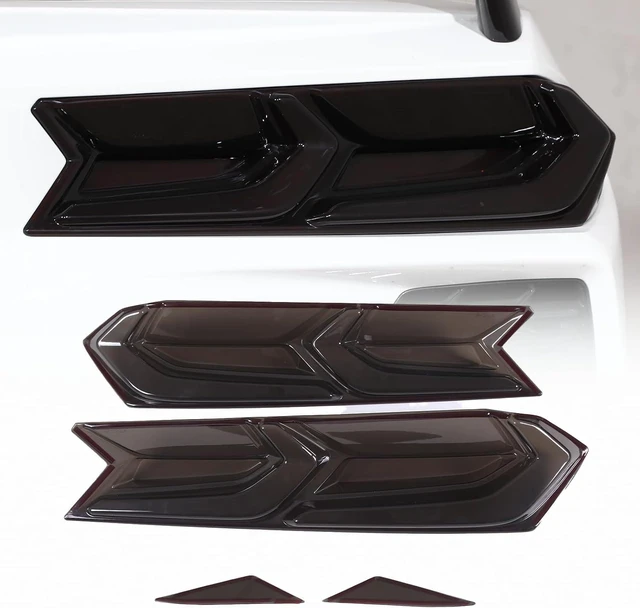 Main image of Car Tail lights Cover Compatible with Corvette C8 Stingray Z06 E-Ray 2020-2023 2024 2025, Car Rear Lamp Smoked Tinted Tail Light Cover, Tail Light Lamp Cover Guard Trim Frame Bezels (full coverage)