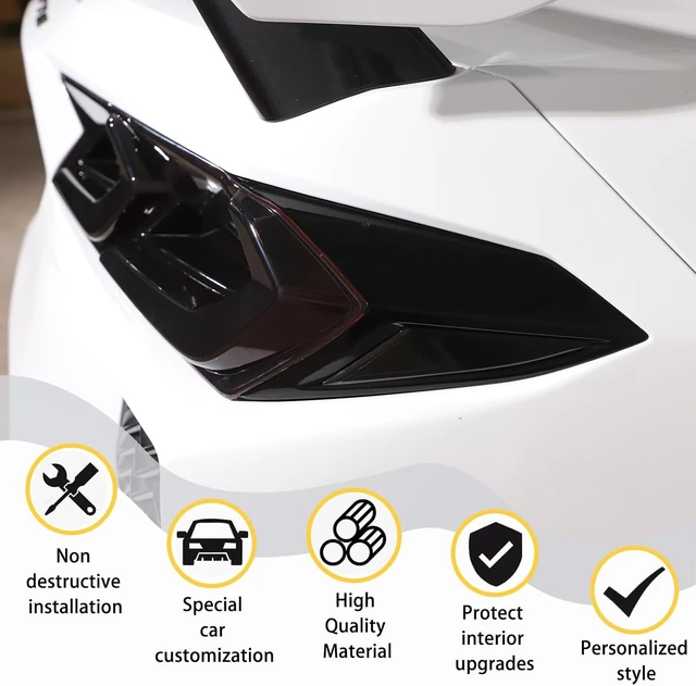 Alt view image 4 of 7 - Car Tail lights Cover Compatible with Corvette C8 Stingray Z06 E-Ray 2020-2023 2024 2025, Car Rear Lamp Smoked Tinted Tail Light Cover, Tail Light Lamp Cover Guard Trim Frame Bezels (full coverage)