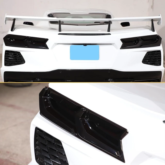 Alt view image 7 of 7 - Car Tail lights Cover Compatible with Corvette C8 Stingray Z06 E-Ray 2020-2023 2024 2025, Car Rear Lamp Smoked Tinted Tail Light Cover, Tail Light Lamp Cover Guard Trim Frame Bezels (full coverage)