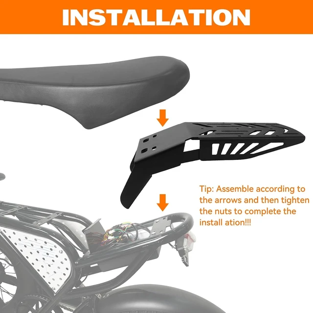 Alt view image 7 of 7 - Rear Bike Rack for Ridstar Q20 YVY E-Bike Heavy-Duty Cargo Luggage Rack, Durable E-Bike Rear Mount Carrier Accessory